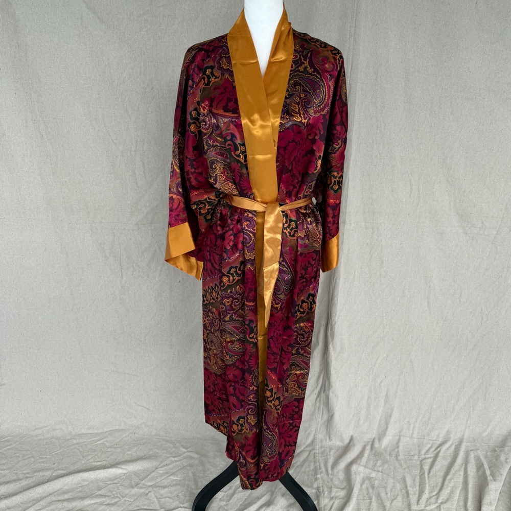 Vintage Victoria"s Secret Size OS Gold/Purple Satin Robe